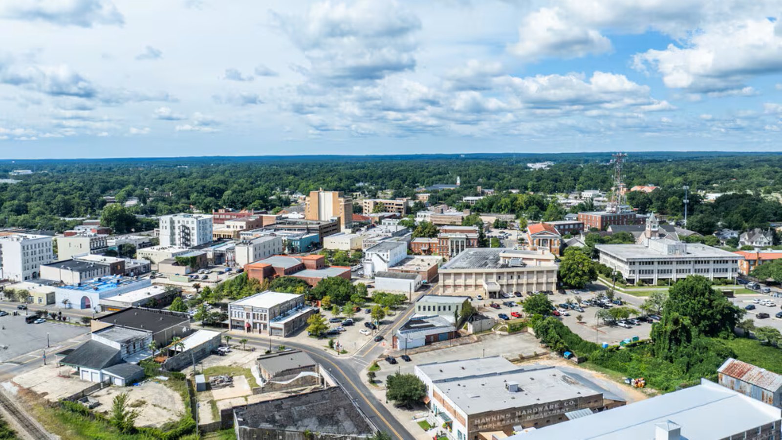 Aerial view of downtown Petal, MS